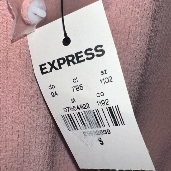 Express Chiffon Dress S Blush Pink NWT Ruffles Boho Flutter Sleeves Fitted Waist - Picture 9 of 10